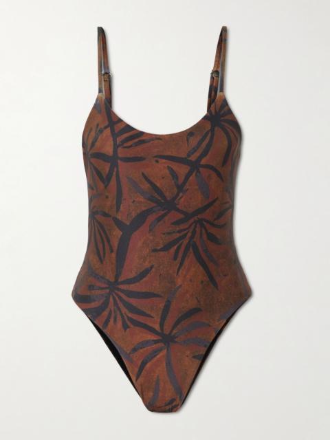 SARA CRISTINA Ocean printed swimsuit Brown