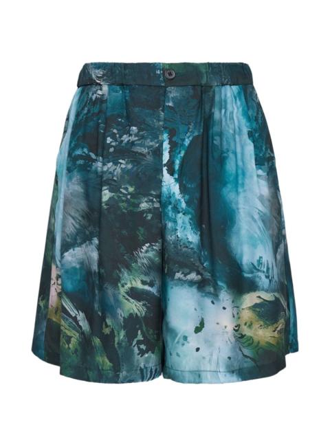 TAAKK abstract-print pleated shorts