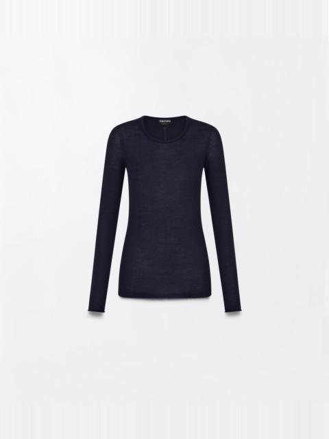 TOM FORD SEAMLESS FEATHERWEIGHT CASHMERE LONG SLEEVE CREWNECK T-SHIRT