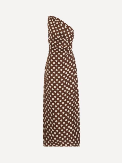 FAITHFULL Simona Chocolate Dot Maxi Dress