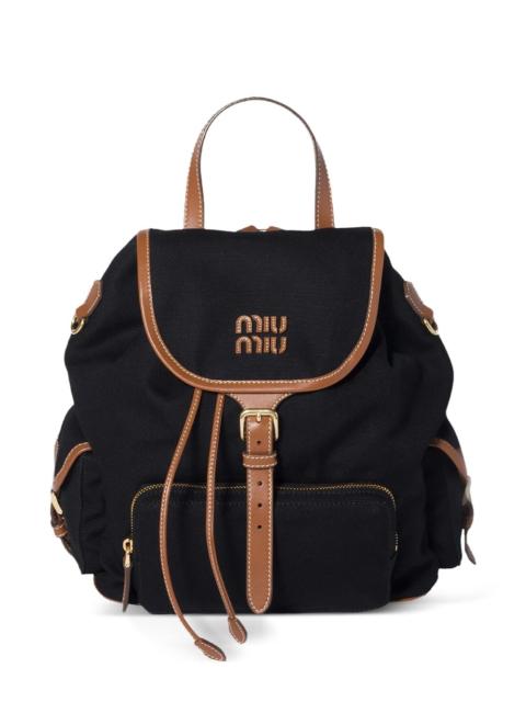 Miu Miu CANVAS AND LEATHER LARGE BACKPACK
