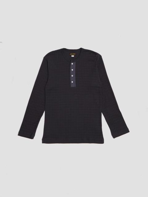 Nigel Cabourn Jelado Bronx Henley Neck Tee Smoke Black