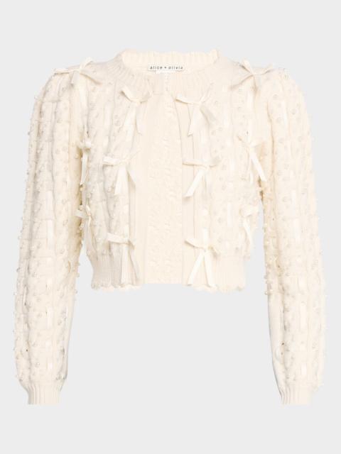 Alice + Olivia Kitty Embellished Bow Cardigan
