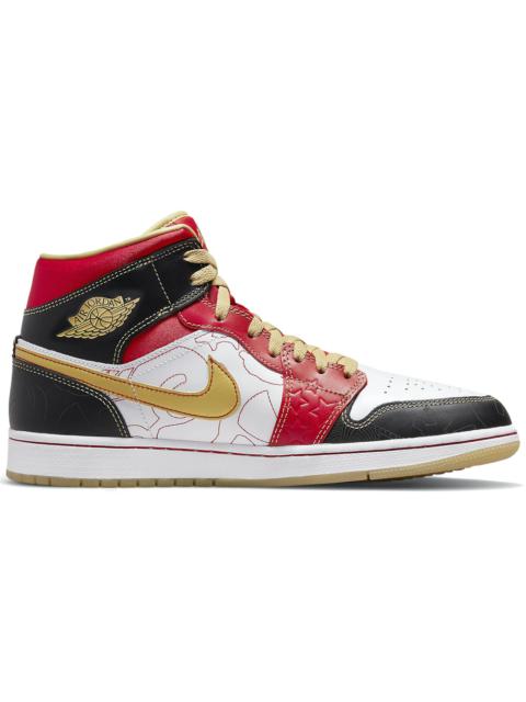 Jordan 1 Mid XQ White Black Sport Red