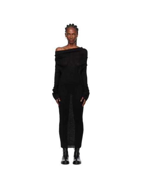 Ann Demeulemeester Black Barbro Dropped Shoulder Knitted Midi Dress