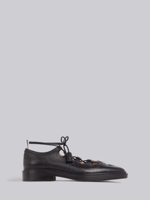 Thom Browne Black Pebbled Calfskin Ghillie Brogue