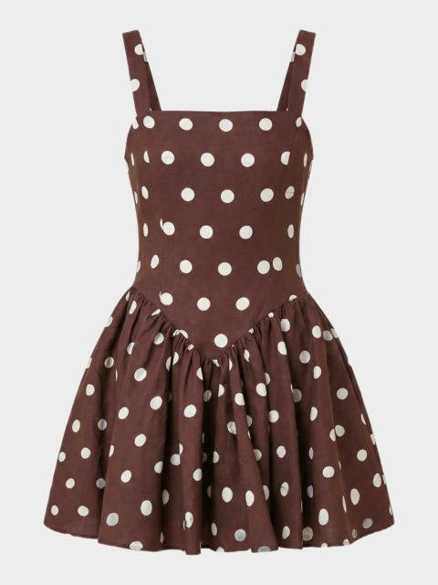 NICHOLAS Vittoria Polka Dot Flounce Mini Dress
