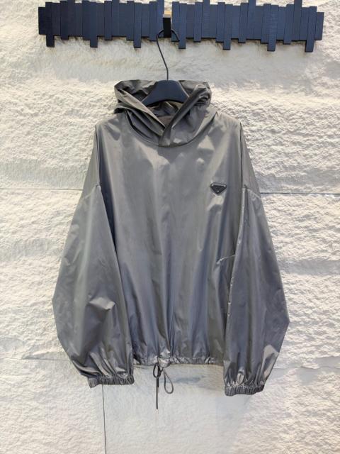 Prada Prada Grey Triangle Logo Hooded Jacket
