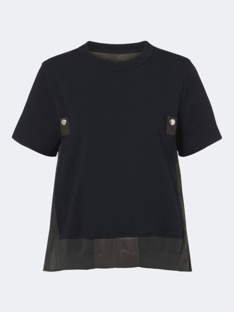 sacai Paneled plissé cotton jersey T-shirt