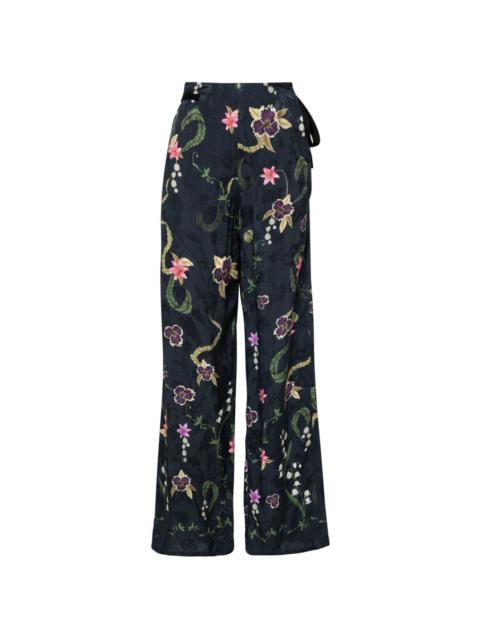 Memoria Tesoro floral-print flared trousers