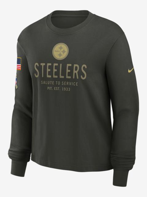 Pittsburgh Steelers Salute to Service Sideline Women's Nike Dri-FIT NFL Long-Sleeve T-Shirt