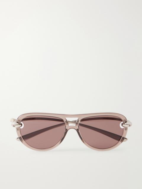 Bottega Veneta New Knot Aviator-Style Silver-Tone Sunglasses