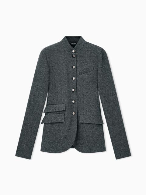 GIORGIO ARMANI SLIM-FIT BLAZER IN HERRINGBONE EFFECT JERSEY