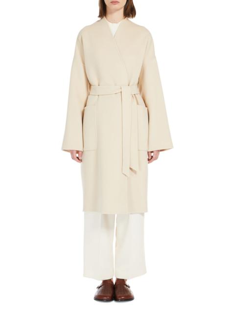 Max Mara Eris Virgin Wool Wrap Coat in Sand at Nordstrom