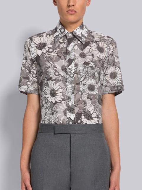 Thom Browne FLORAL COTTON VOILE STRAIGHT FIT BUTTON DOWN SHORT SLEEVE SHIRT