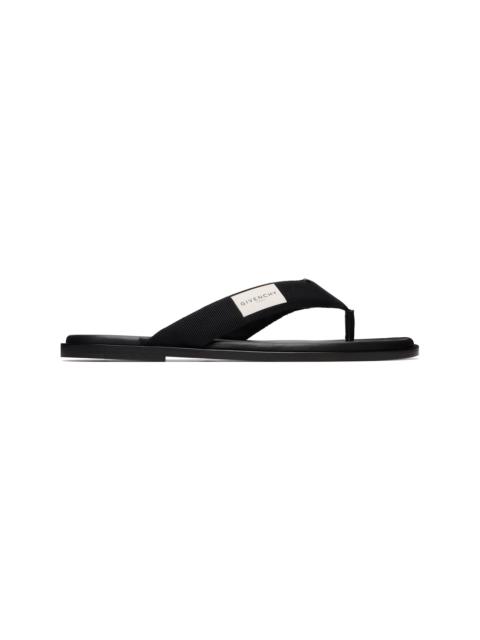 Givenchy Black 'Givenchy Bay' Grosgrain & Leather Flip-Flops