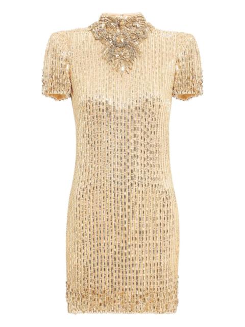 JENNY PACKHAM Kitty crystal-embellished turtleneck mini dress