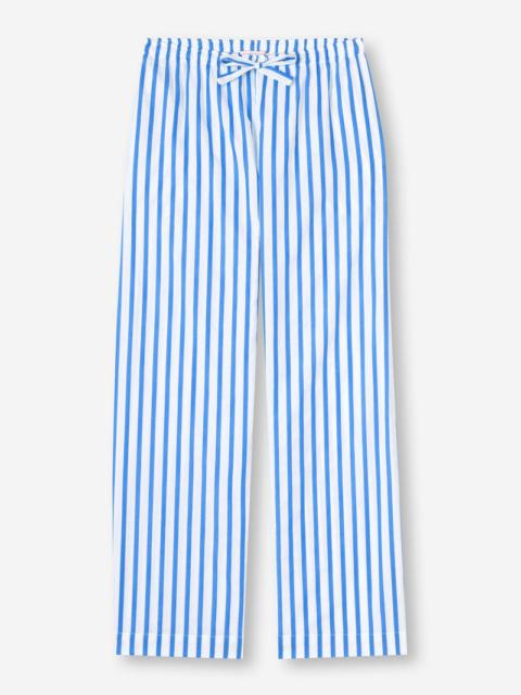 Derek Rose Women's Lounge Trouser Capri 23 Cotton Batiste Blue