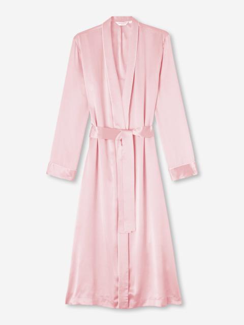 Derek Rose Women's Long Dressing Gown Bailey 2 Silk Satin Pink