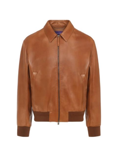 Ralph Lauren ribbed leather bomber jacket