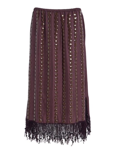 diotima Coverley Embellished Silk Twill Midi Skirt berry