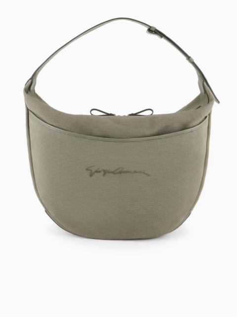 GIORGIO ARMANI Canvas oversized crescent-shaped shoulder bag