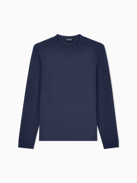 GIORGIO ARMANI Stretch viscose jersey jumper with crew neck and long sleeves