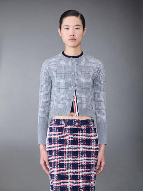 Thom Browne Prince of Wales Cashmere Cropped Crew Neck Cardigan