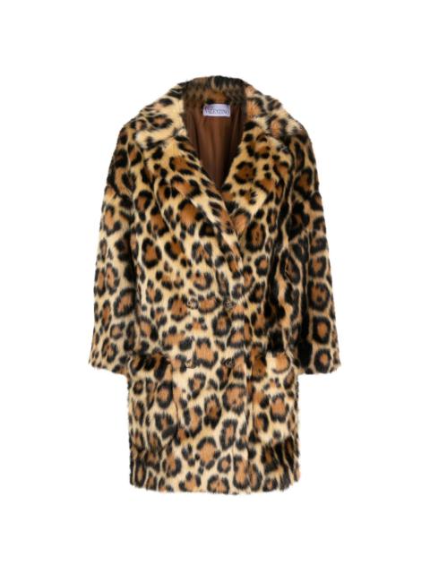 REDValentino leopard-print faux-fur coat
