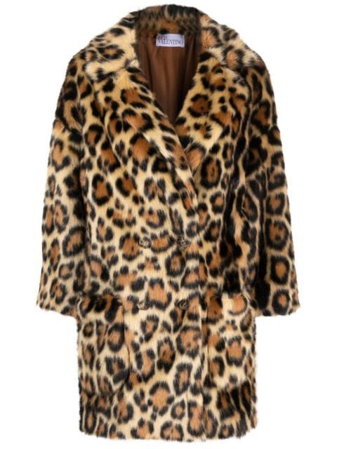 REDValentino leopard-print faux-fur coat