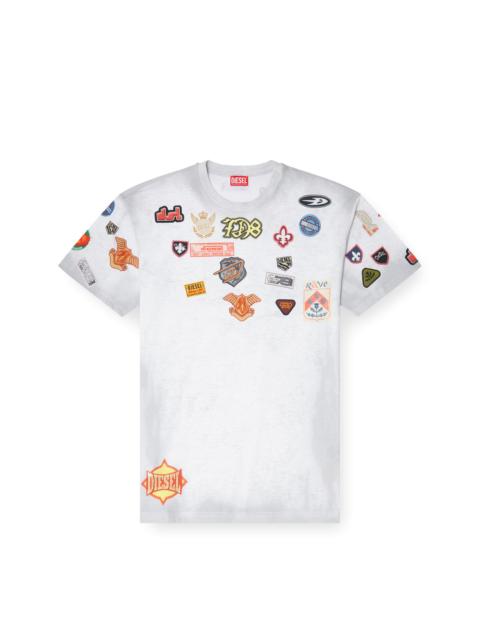 Diesel COTTON T-SHIRT WITH ALL-OVER PATCHES PRINT