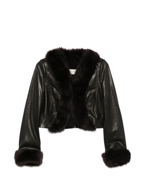 NOUR HAMMOUR Sofie fur-trimmed leather jacket