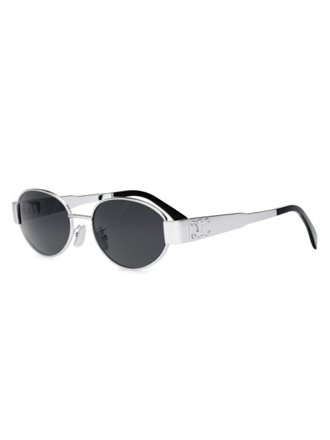 CELINE Men's Triomphe 54MM Oval Sunglasses - Silver