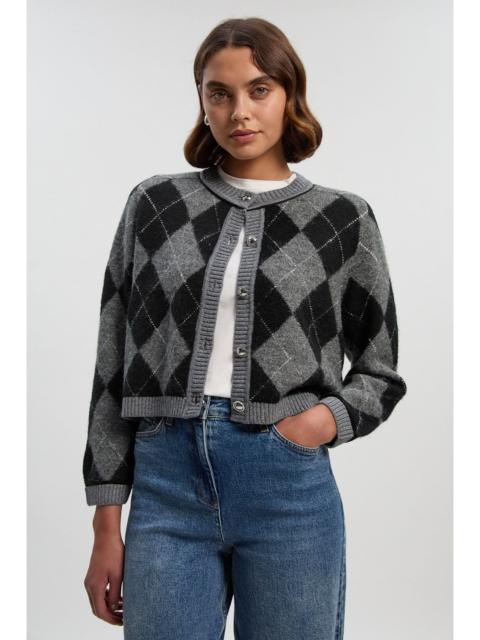 KAREN MILLEN Argyle Alpaca Blend Knitted Cardigan