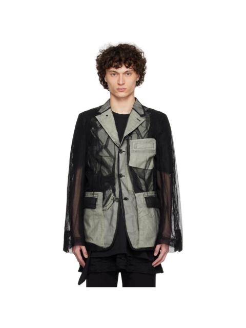 Comme des Garçons Homme Plus Black Nylon Tulle & Cotton Cloth Blazer