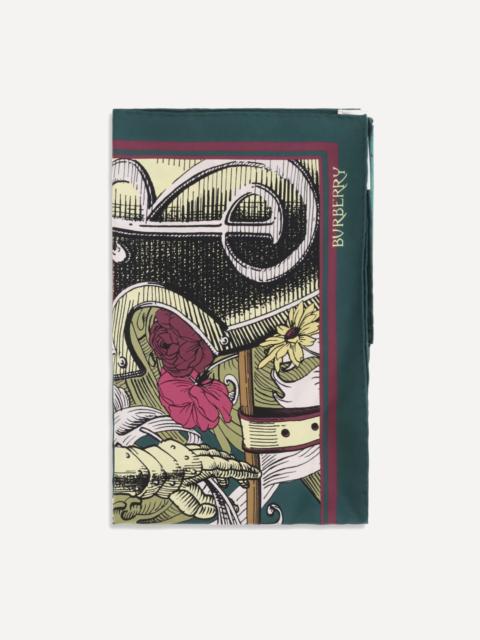 Burberry Silk Scarf with Etched Knight
