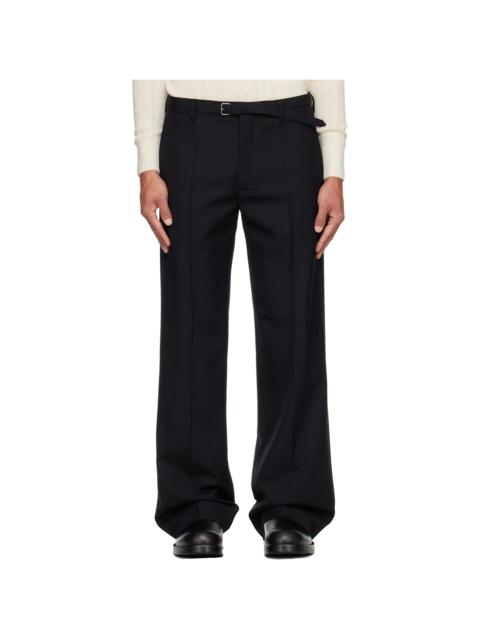 Dries Van Noten Black Belted Wool Trousers