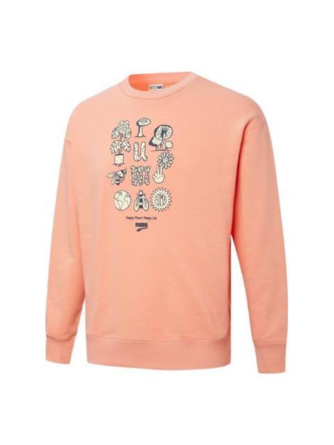 PUMA Downtown Graphic Crew Tr Living Series Logo Pattern Printing Knit Round Neck Pullover Pink 5336