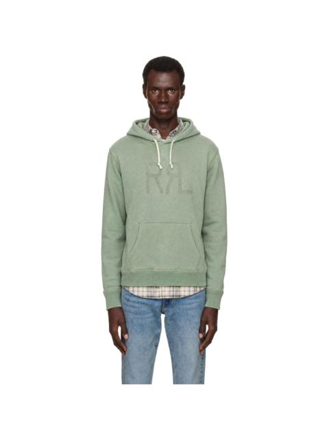 RRL by Ralph Lauren Green Logo Frayed Hoodie