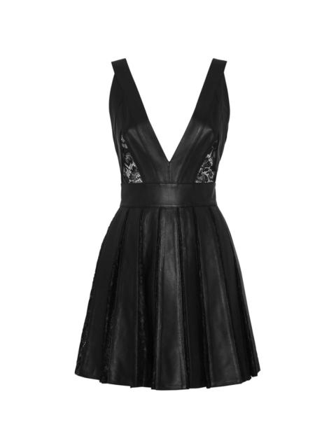 PHILIPP PLEIN sheer-panel leather minidress