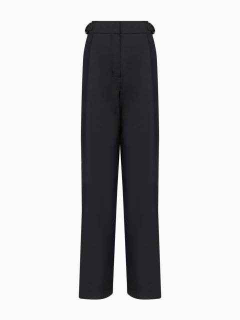 High-rise cotton-blend palazzo trousers