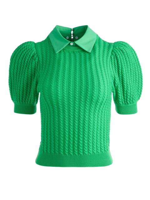 Alice + Olivia CHASE CABLE KNIT PUFF SLEEVE SWEATER