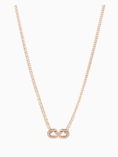 EMPORIO ARMANI ROSE GOLD-TONE BRASS ID NECKLACE