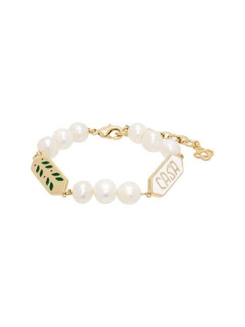 CASABLANCA Gold & White Laurel Pearl Bracelet