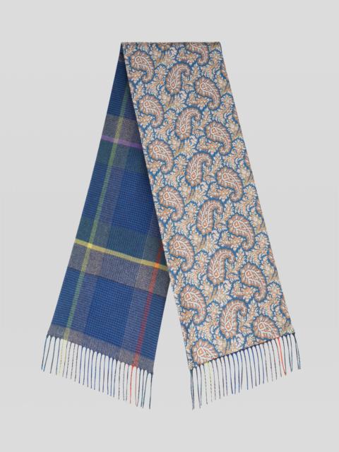 Etro DOUBLE SCARF WITH PRINCE OF WALES AND PAISLEY PATTERNS