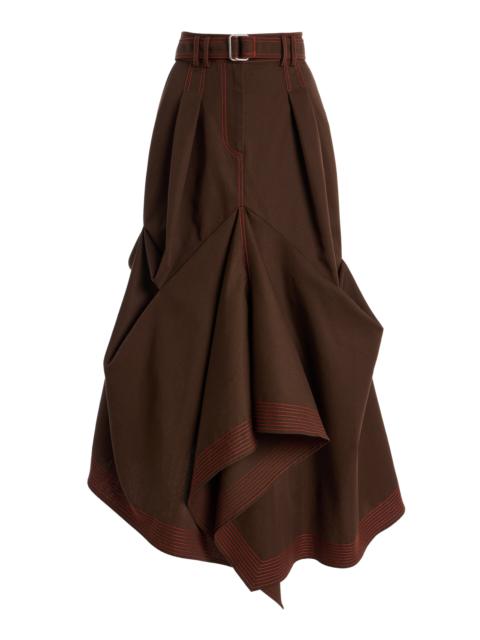 CHRISTOPHER JOHN ROGERS Gathered Crepe Maxi Skirt brown