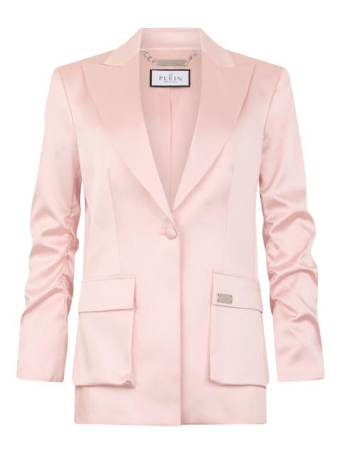 PHILIPP PLEIN satin flap-pockets blazer
