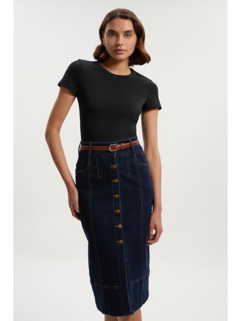 KAREN MILLEN Denim Corset Waist Detail Pencil Skirt