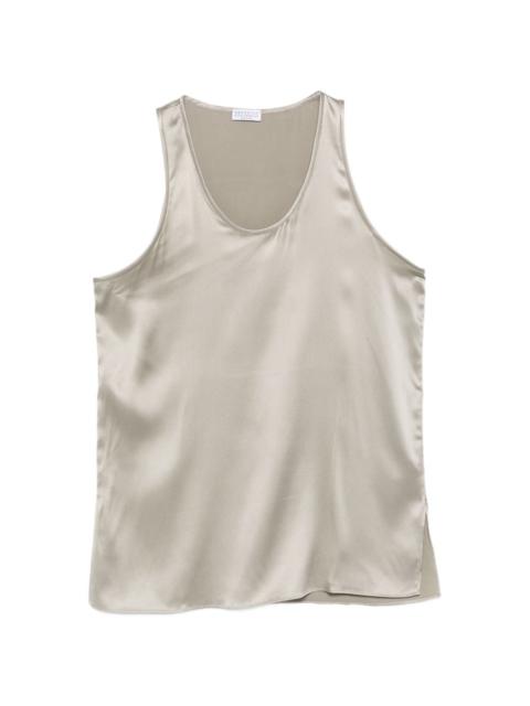 scoop-neck silk blouse