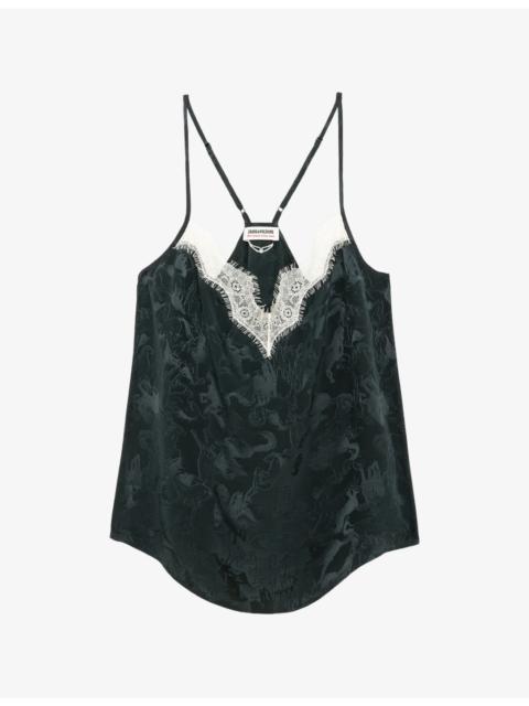 Zadig & Voltaire Cespa V-Neck Jacquard-Print Silk Cami